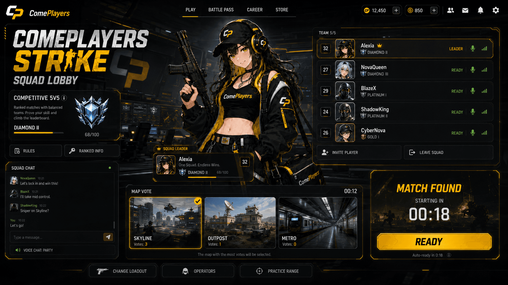 ComePlayers Strike squad lobby