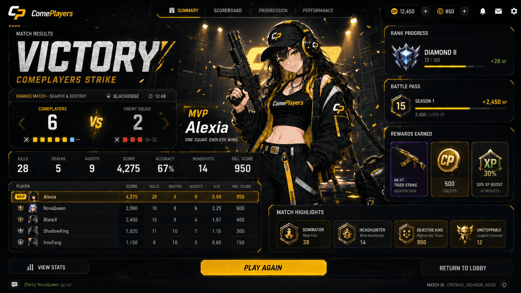 ComePlayers Strike match results
