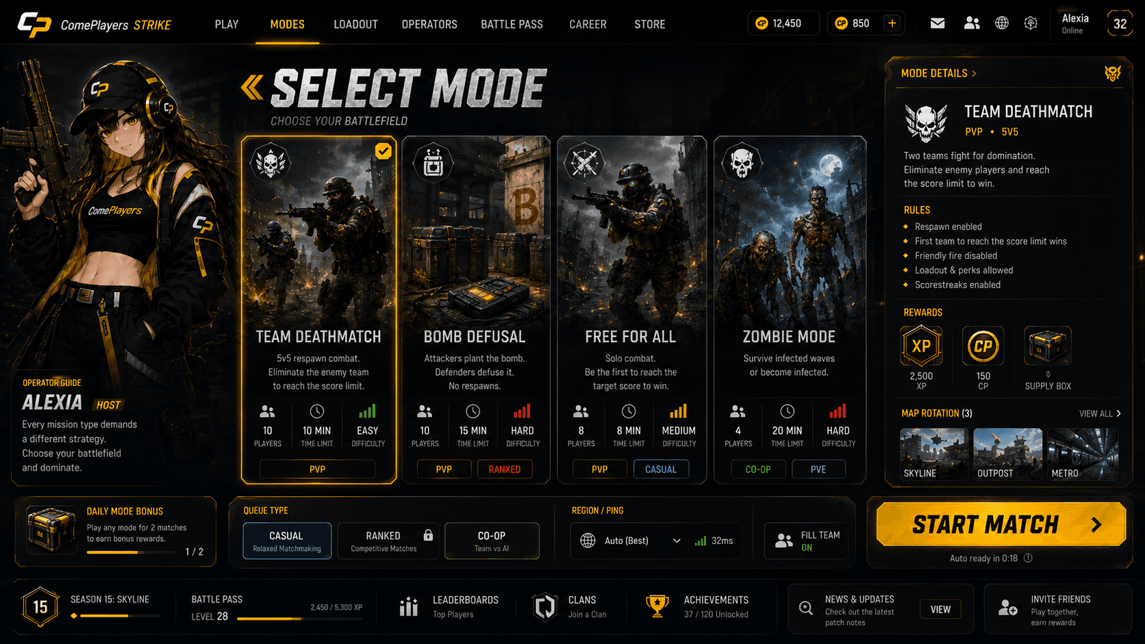 Interactive game mode selection
